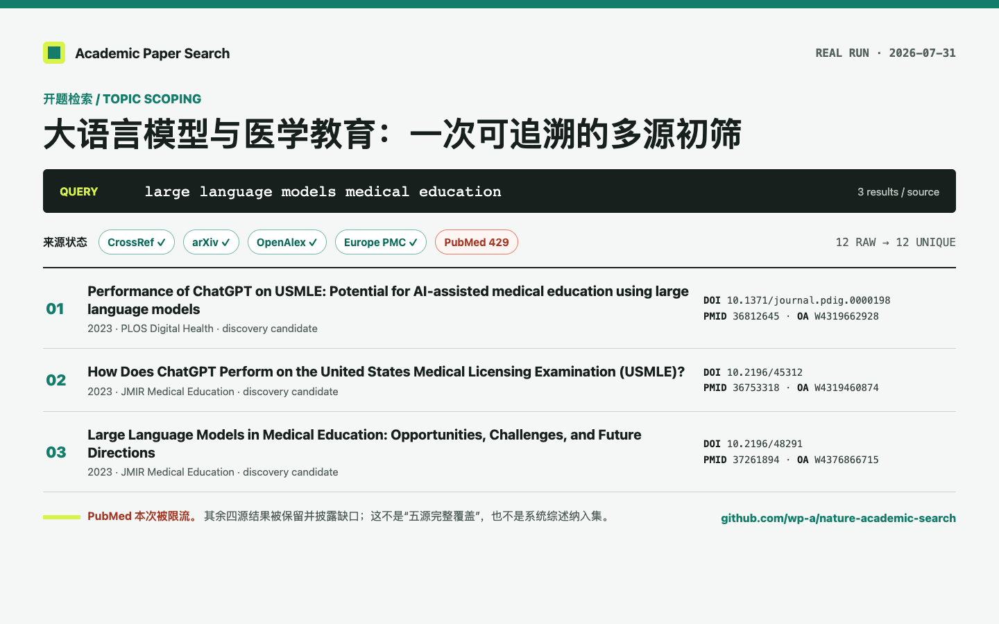 开题检索怎么做:用 Codex / Claude Code 留下一份可复查的文献初筛